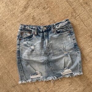 Black Label Light Blue Distressed Mini Skirt